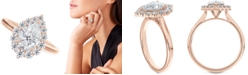 De Beers Forevermark Diamond Pear-Cut Halo Engagement Ring (7/8 ct. t.w.) in 14k Rose Gold